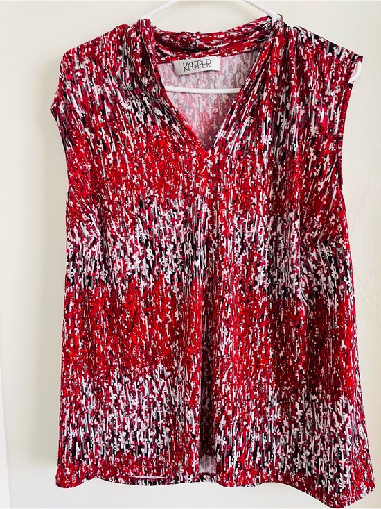 Kasper Tops - Kasper Red Multi-Pattern Sleeveless V-Neck Camisole